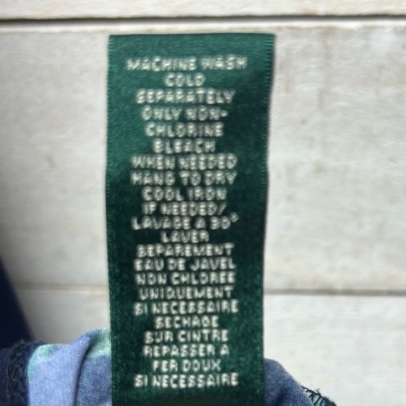 Lauren Ralph Lauren Dress Womens 14 Blue Floral V Neck Half Sleeve Stretch - Picture 9 of 11